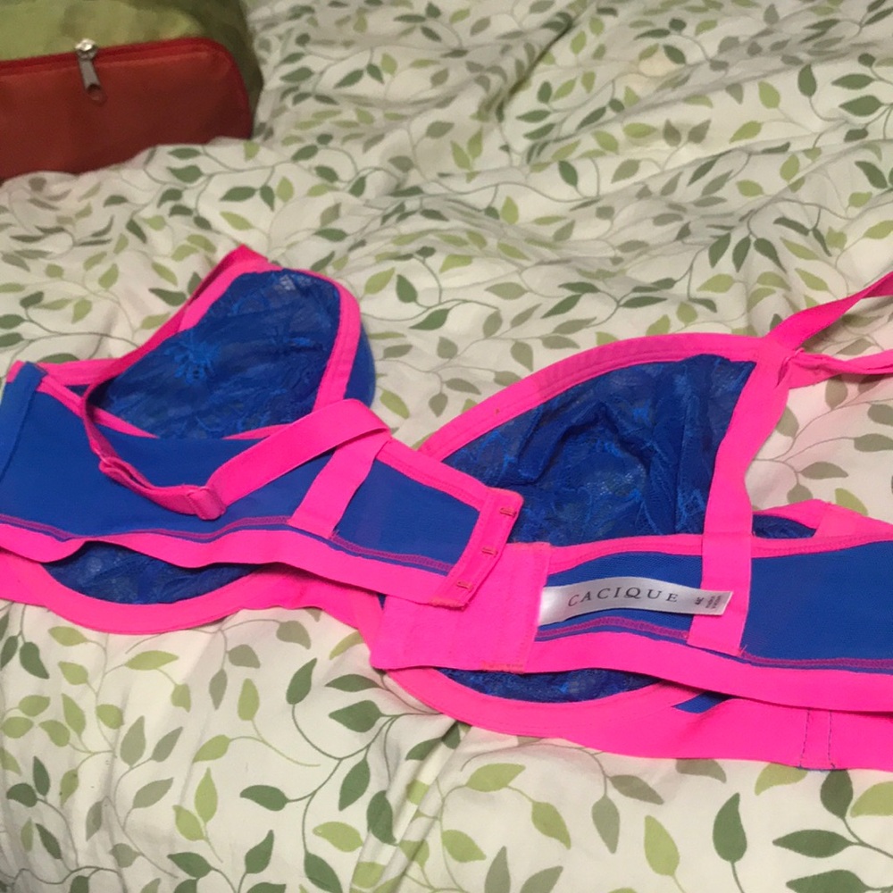 Bright blue and pink bra size 44c